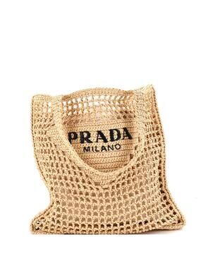 Prada Triangle Logo Open Tote Raffia #275446P17B